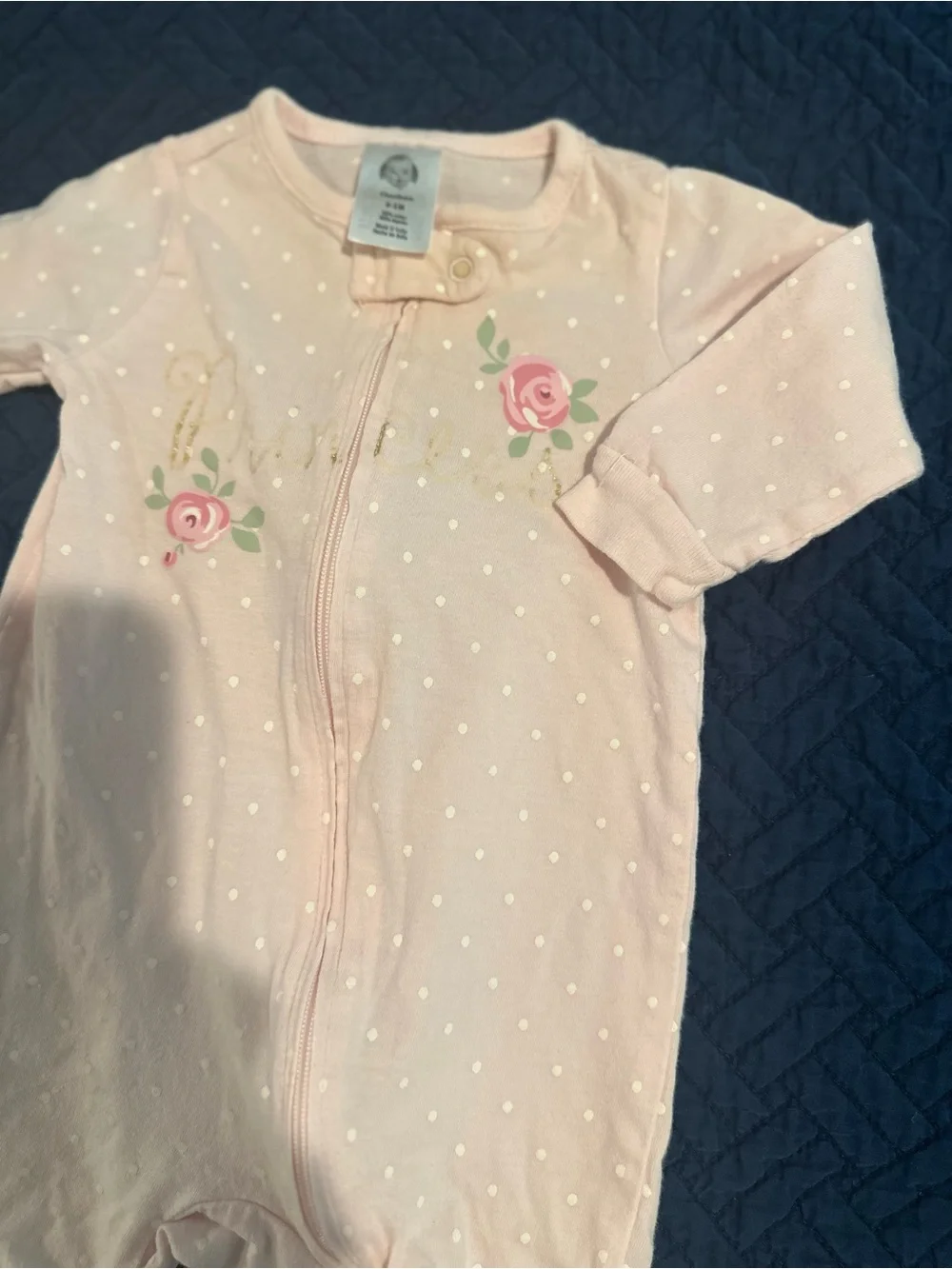 Sleeper Baby Girls Pink Footed Floral Zip One-Piece Gerber 0-3 Months